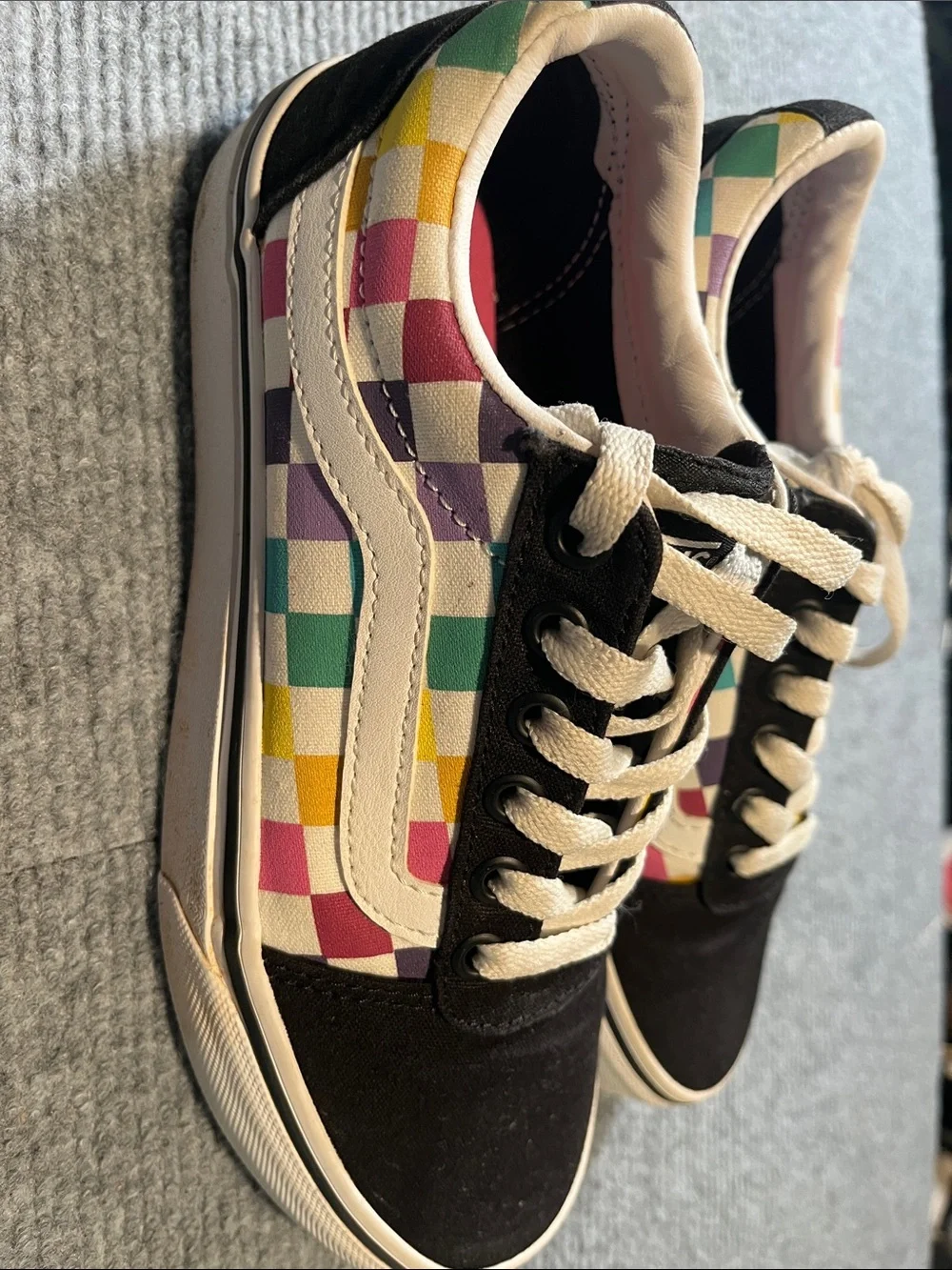 Vans Black & Multicolor Checkerboard Low Top Sneakers